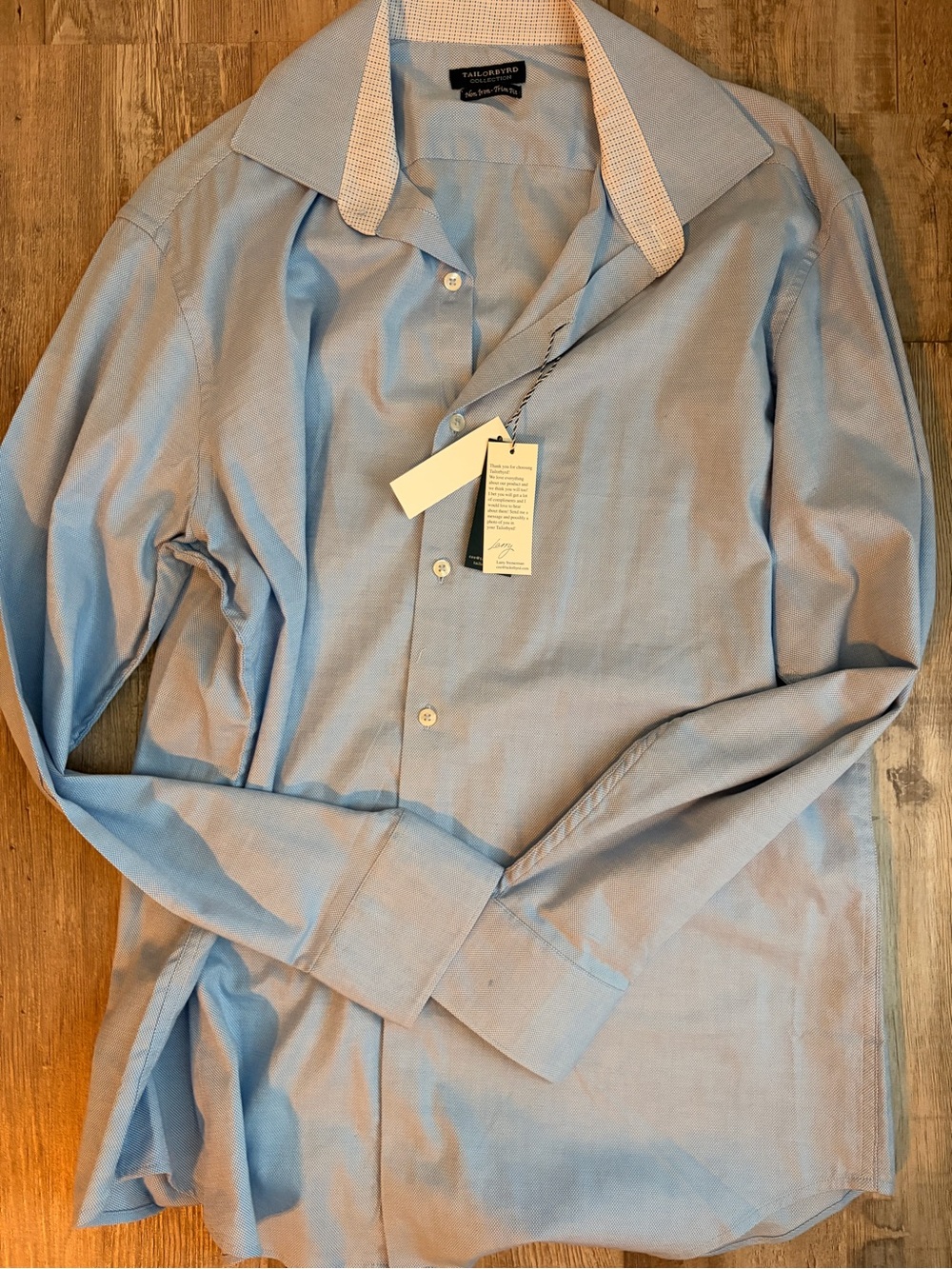 TailorByrd Light Blue Men's Dress Shirt with Contrast Inner Collar